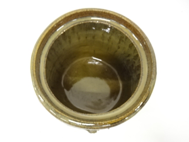  唐津焼　東山窯　畑辺玄機造　叩き朝鮮唐津　水指